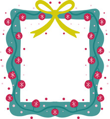 Christmas Frame with Ribbons Bows Lights and Holly Festive Square Border