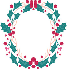Christmas Frame with Ribbons Bows Lights and Holly Festive Square Border