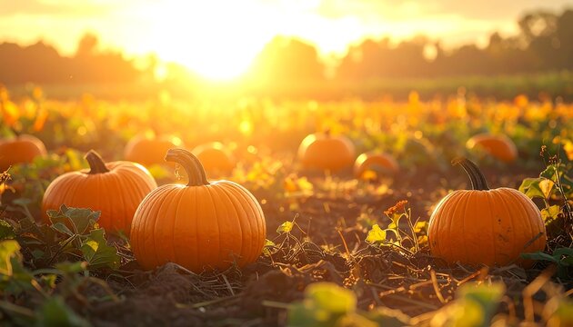 Golden Hour Pumpkin Patch - A Harvest of Autumnal Beauty.