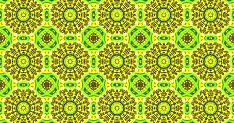 Seamless tunnel video vj loop screensaver with bright green patterns and vibrant designs