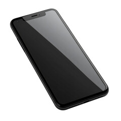 PNG of a sleek black smartphone showcasing modern touchscreen design. Perfect for tech, mobile communication, and digital device projects with isolated transparent background for versatile use