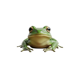 Fototapeta premium Green tree frog amphibian front view tropical exotic animal isolated wildlife creature