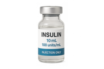 Insulin medicine vial containing liquid for diabetes treatment