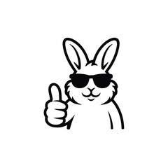 Cool bunny wearing sunglasses gives a thumbs up gesture