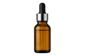 Naklejka premium Amber glass dropper bottle with serum on transparent background