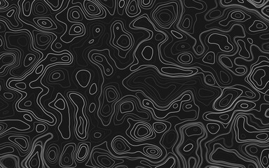 Topographic line pattern, map landscape background above view. Linear seamless pattern. Vector abstract line