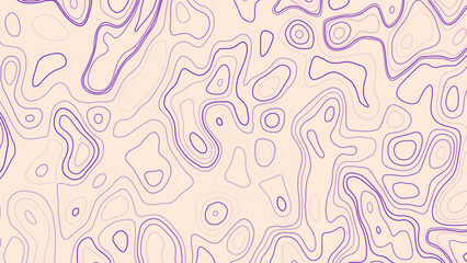 Topographic line pattern, map landscape background above view. Linear seamless pattern. Vector abstract line