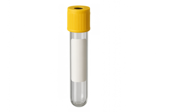 Medical clear test tube with yellow cap
