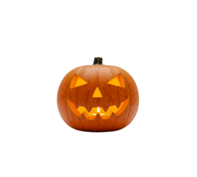 Carved pumpkin glowing face illumination scary smile decoration seasonal autumn vegetable