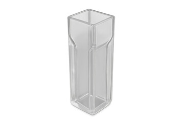 Transparent plastic laboratory cuvette for scientific experiments