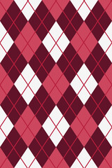 Red and white seamless argyle pattern. Halloween rhombus repeated texture wallpaper. Stitched diamond forms for textile design, fabric print, wrapping paper, clothes. Vector background. winter pattern