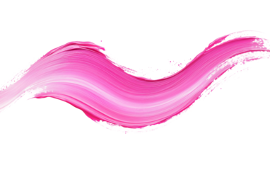 Creative digital illustration of a pink ribbon formed with artistic brush stroke representing support and hope isolated on white background PNG