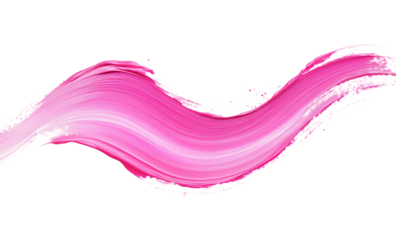 Creative digital illustration of a pink ribbon formed with artistic brush stroke representing support and hope isolated on white background PNG