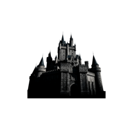 Dark stone gothic castle fortress architecture historical building ominous structure isolated transparency