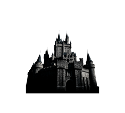 Dark stone gothic castle fortress architecture historical building ominous structure isolated transparency