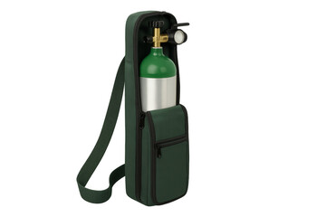 Portable oxygen tank with regulator in carrier bag