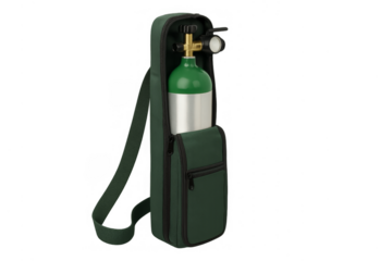 Portable oxygen tank with regulator in carrier bag