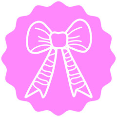 Pink Bow Illustration Sticker