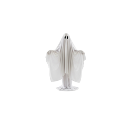 Simple sheet ghost costume figure white cloth floating Halloween concept transparent background render