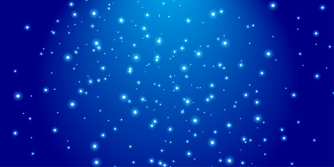 Blue christmas glitter background with stars. Festive glowing blurred texture.