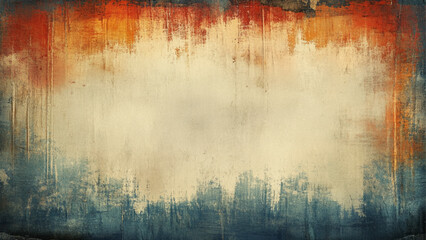 Brown grunge cement wall with colorful border texture. copy space for text. 