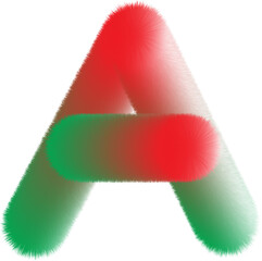 Abstract 3d letter a with red and green gradient on black background