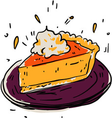 Pumpkin Pie Slice with Cream Classic Thanksgiving Dessert Icon