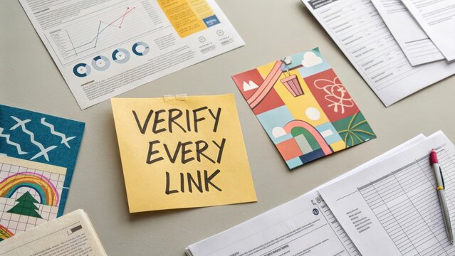 Review and Verification Process with Colorful Notes on a Table