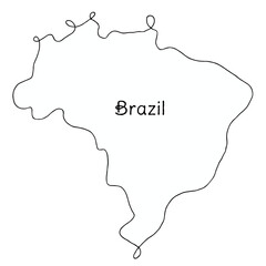 brazil continuous line map. line art of brazil map. single outline vector illustration 