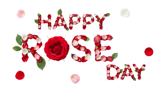 Happy Rose Day Typography, isolated on transparent background