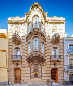 Art Nouveau architecture of Casa Juan de Haro in Seville, Spain
