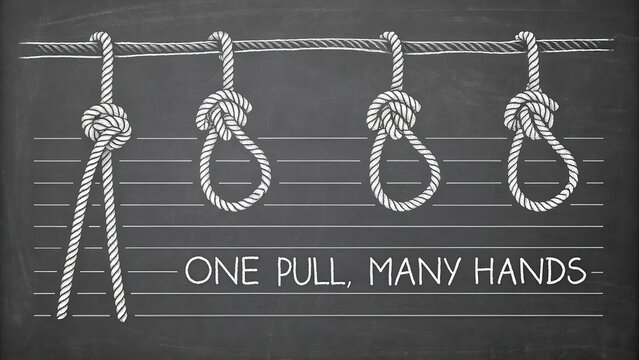 Rope knots illustration with an inspirational phrase on chalkboard