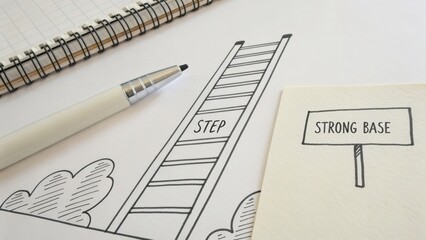 Step Ladder Illustration for Concept of Strong Foundation in Growth