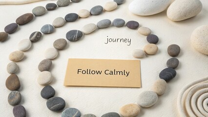 Serene Journey with Stones and Calming Message for Peaceful Mind