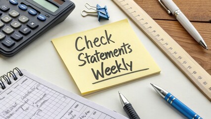 Reminder Note for Checking Financial Statements Weekly on Desk