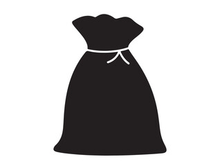 Christmas bag icon in silhouette white background.