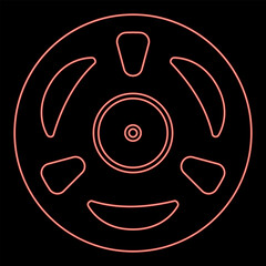 Neon babina for film music concept cinema sign round reel red color vector illustration image flat style