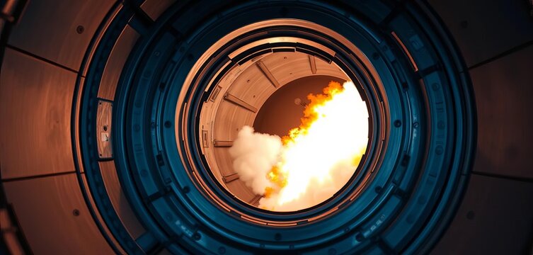 Close-up view of a missile launch silo hatch opening,   thermonuclear,  weapon