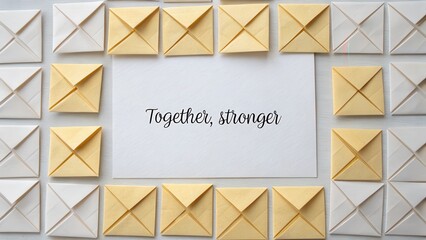 Together Stronger Concept with Envelopes and White Background