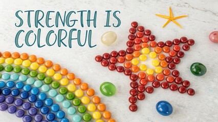 Vibrant Rainbow and Star Arrangement with Inspirational Quote