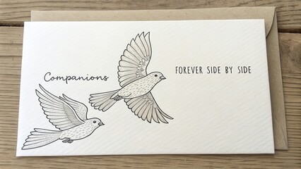 Vintage Bird Illustration with Text for Friendship and Companionship