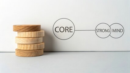 Wooden Discs with Core Concept Displayed for Strong Mind Visuals