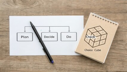 Workflow diagram for planning and decision-making process on desk
