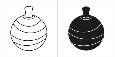 Outline and silhouette of a christmas ornament with horizontal stripes