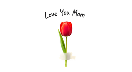 Red Tulip with Tape - Mother's Day, isolated on transparent background