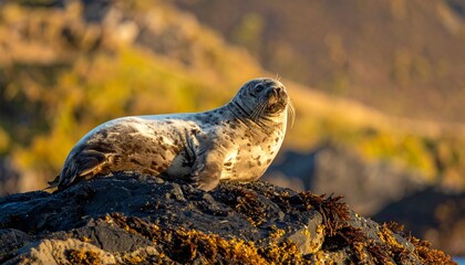 Seal basking on rock