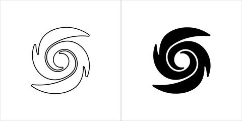 Outline and silhouette of a hurricane symbol