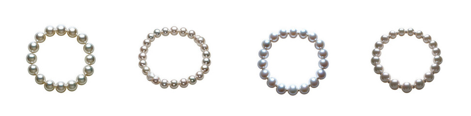 Obraz premium Four silver beaded bracelets isolated on transparent background