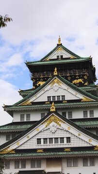 Osaka Castle, Osaka city, Japan, summer landscape vibrant view with a blue sky, Osakajo castle building, Kansai region, Osaka prefecture, travel to Japan