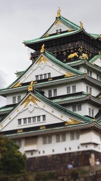 Osaka Castle, Osaka city, Japan, summer landscape vibrant view with a blue sky, Osakajo castle building, Kansai region, Osaka prefecture, travel to Japan